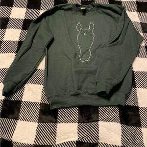 Gildan Forest Green Sweatshirt with Horse Outline
